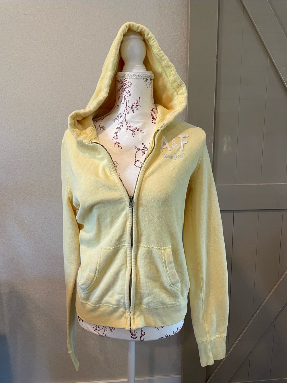 Abercrombie & Fitch Soft Pale Yellow Zip Hoodie
